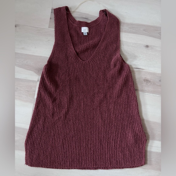 a new day Sweaters - A New Day sz XXL Sweater Sleeveless Textured Brown V Neck tunic length